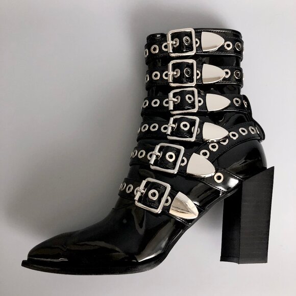 Like New B2 Faux Patent Leather Ankle Boots - Picture 1 of 9